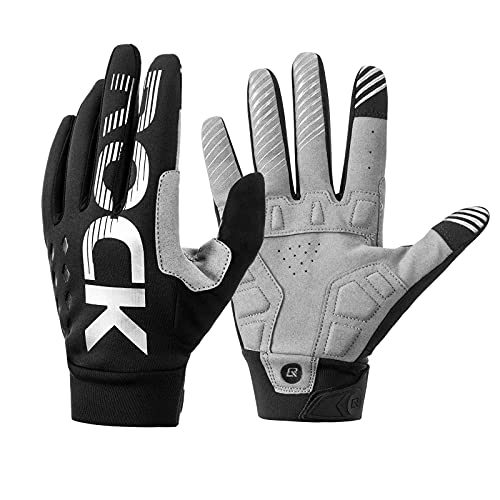 ROCKBROS Guantes Largos con Pantalla Táctil y Forro Polar Antideslizantes Almohadilla SBR para Bicicleta Ciclismo Moto Deportes al Aire Libre Unisex para Otoño Primavera