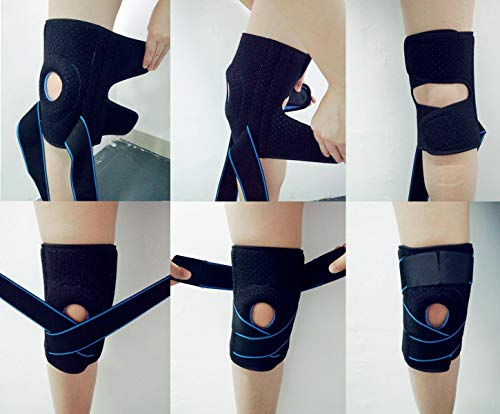 Rodilleras Deportiva Ajustable Rodillera Menisco y Ligamentos Antideslizante Soporte de Rodilla para Hombres y Mujeres Apoyo para Correr Voleibol Béisbol Baloncesto(azul)