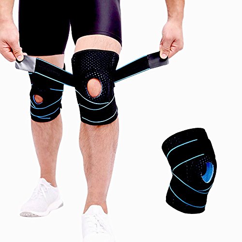 Rodilleras Deportiva Ajustable Rodillera Menisco y Ligamentos Antideslizante Soporte de Rodilla para Hombres y Mujeres Apoyo para Correr Voleibol Béisbol Baloncesto(azul)