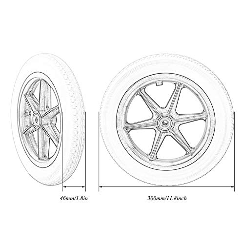 Ruedas, Accesorios para Ruedas Traseras Manuales para Sillas De Ruedas De 12 Pulgadas, Ruedas No Neumáticas, 12 1 / 2x2 1/4