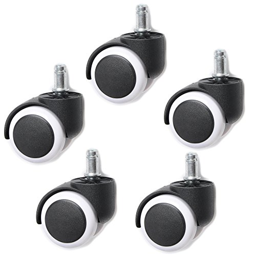 Ruedas de repuesto para silla de oficina giratoria, color negro y blanco, 5 unidades 2" Standard Stem