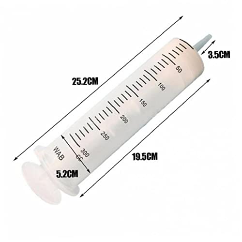 Ruluti 300 Jeringa Plástico Jeringa Gran Capacidad Transparente Jeringa Medición Reutilizable Hidropónicos
