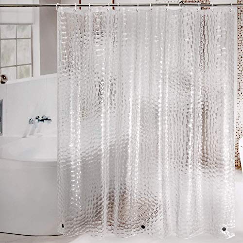 SACHUKOT Cortina Baño Pesado 180x 180cm Impermeable Antimoho EVA Cortina de Ducha Larga Sin PVC Cortina Bañera 3D Efecto Semi-Transparente Lavable Shower Curtian