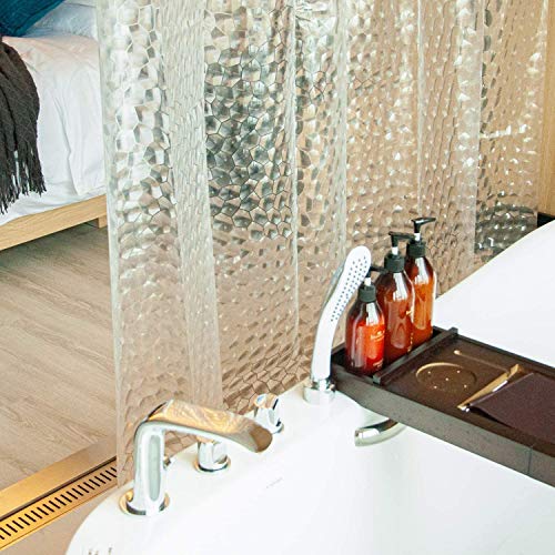 SACHUKOT Cortina Baño Pesado 180x 180cm Impermeable Antimoho EVA Cortina de Ducha Larga Sin PVC Cortina Bañera 3D Efecto Semi-Transparente Lavable Shower Curtian