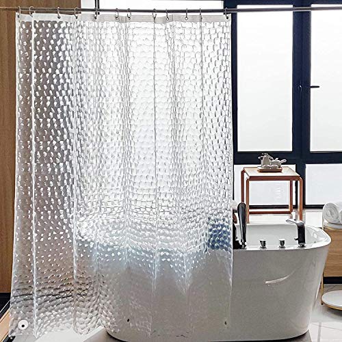 SACHUKOT Cortina Baño Pesado 180x 180cm Impermeable Antimoho EVA Cortina de Ducha Larga Sin PVC Cortina Bañera 3D Efecto Semi-Transparente Lavable Shower Curtian