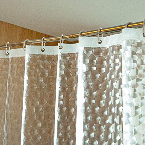 SACHUKOT Cortina Baño Pesado 180x 180cm Impermeable Antimoho EVA Cortina de Ducha Larga Sin PVC Cortina Bañera 3D Efecto Semi-Transparente Lavable Shower Curtian