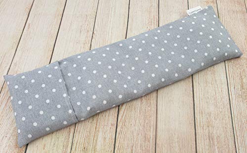 Saco térmico cervical de semillas de trigo con funda lavable 50x16cm (Topos gris)