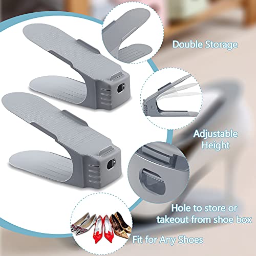 SaiXuan Set de 10pcs Organizadores de Zapatos, Soporte de Calzado de Altura Ajustable, Zapatero Simple, Adecuada para Mujeres y Hombres, Ahorra Espacio (Gris)