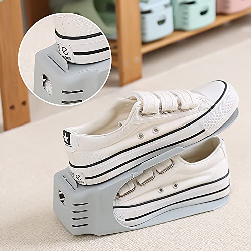 SaiXuan Set de 10pcs Organizadores de Zapatos, Soporte de Calzado de Altura Ajustable, Zapatero Simple, Adecuada para Mujeres y Hombres, Ahorra Espacio (Gris)