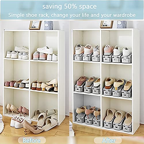 SaiXuan Set de 10pcs Organizadores de Zapatos, Soporte de Calzado de Altura Ajustable, Zapatero Simple, Adecuada para Mujeres y Hombres, Ahorra Espacio (Gris)