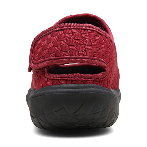 Sandalias Mujer Hombre Zapatillas de Estar por casa Zapatos Diabéticos Respirable Zapatillas Ortopédica para ensanchar Ajustable Cómoda Artritis Edema Zapatos hinchados Rojo 40EU