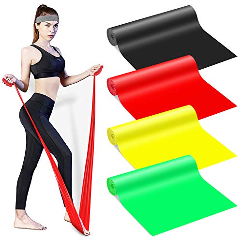 SANGGI Bandas Elasticas Musculacion, [ 4 Niveles Resistencia ] Gomas Elasticas Entrenamiento, Cintas Elásticas Látex Natural para Terapia Física, Yoga, Pilates, Rehabilitación, Entrenamiento de Fuerza