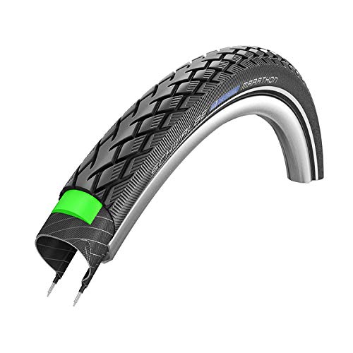 Schwalbe Marathon - Cámara para bicicleta (62 x 3,81cm, con alambre, incluye capa reflectante Greenguard) negro, Talla:700x35C