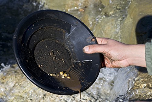 SE Cacerola de minería de oro de plástico negro de 10 pulgadas con dos tipos de rifles - GP1012BB10