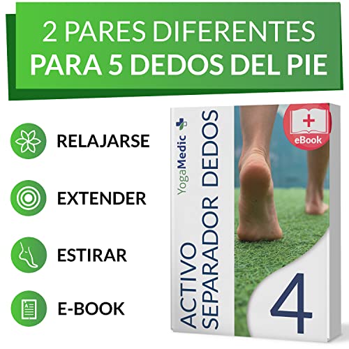 Separador Dedos Pie [4x] para todos los pies, 2 pares diferentes, silicona mejorada, 0% BPA, un tamaño para todos - silicona gel