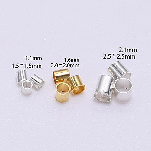 Sharplace 1000pcs Tubo de Latón Crimp End Crimp Beads Columna Forrada End Spacer Spacer Terminators Consejos para La Fabricación de Joyas Artesanales de Bricola - Color Mixto 2,5mm, Individual