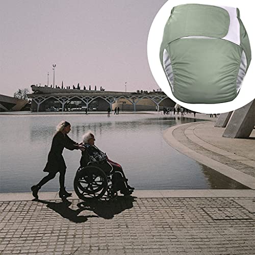 sharprepublic Pañal de Tela Impermeable para Adultos, Pantalones elásticos Ajustables de Gran tamaño, para Ancianos, incontinencia, Cuidado posoperatorio, sin Olor - Verde