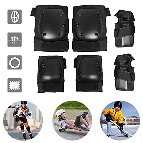 Shipenophy Juego De 6 Rodilleras Protectoras, 6 Piezas En Un Juego FUNCIÓN Calidad Almohadilla De Equipo De Seguridad Protectores De Patineta para Niños para Patineta para Patinar para Niños(L)