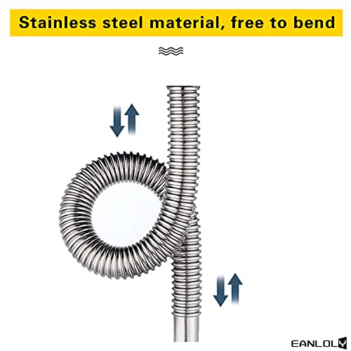 sifón de acero inoxidable,manguera de desagüe flexible,Sifón sifón anticorrosivo, apto para fregadero y acero inoxidable, fácil de limpiar,Tubo de drenaje retráctil flexible