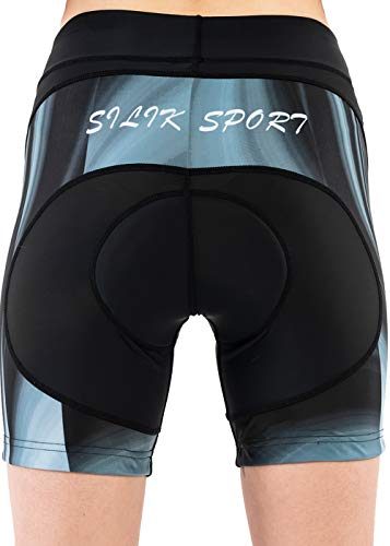 SILIK Womens Ciclismo Pantalones Cortos con Ropa Interior de Bicicleta de compresión Acolchada Transpirable