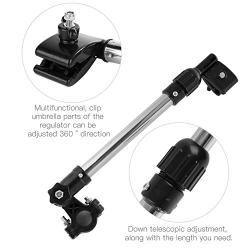 Silla de cochecito Soporte de barra de paraguas, Soporte de marco de paraguas Silla de ruedas Soporte de paraguas Asa Paraguas Soporte retráctil para manillar de 2-2.5 cm