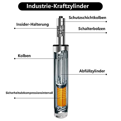Silla de oficina con resorte de gas y repuesto de gas Lift 450 kg – Amortiguador de gas plateado para sillas giratorias, sillas de oficina y sillas, muelle neumático de altura regulable (plateado)