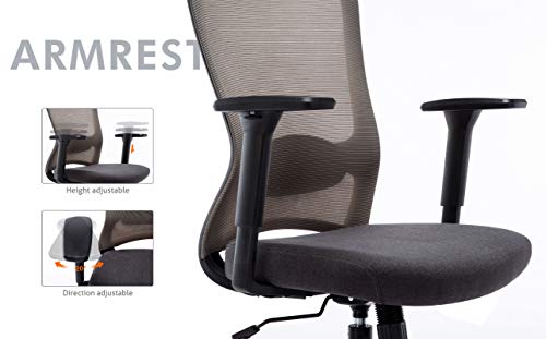 Silla de Oficina Ergonómica de Escritorio, con Reposacabezas, Apoyabrazos Ajustables y Soporte Lumbar, Malla Transpirable, Mecanismo de Inclinación y Altura Ajustable, para Hogar Oficina y Gaming