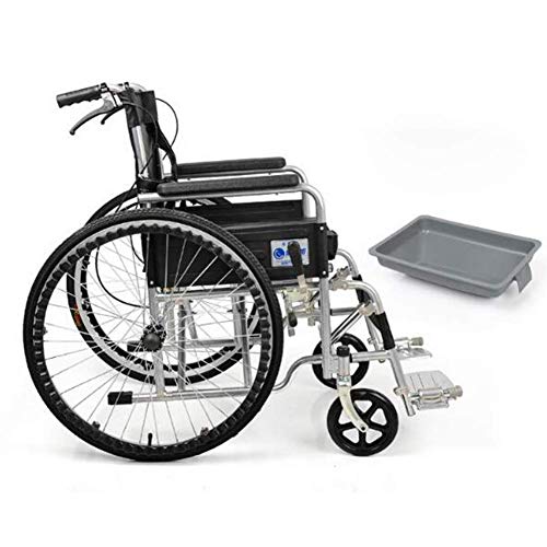 Silla de Ruedas de Aluminio Desmontable Respaldo Alto Ajuste Libre de Las Patas Se pliega para Transporte Fácil para Que el Cuidador Empuje Tubería de Acero Engrosada