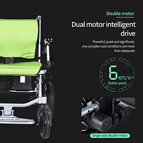 Silla de ruedas eléctrica, silla de ruedas plegable, sistema de control dual para silla de ruedas eléctrica, motor doble de conmutación eléctrica manual liviana para personas mayores, adecuado para pe