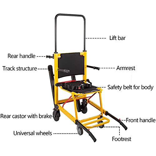 Silla Elevadora De Escaleras Médica EMS, Escalera para Silla De Ruedas De Escalada Motorizada, Silla De Evacuación para Bombero De Ambulancia con Hebillas De Liberación Rápida, Carga 350 Libras