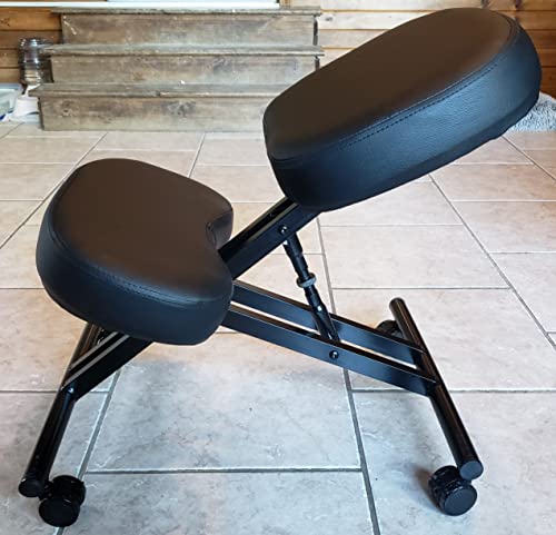 Silla Ergonómica para Rodillas, Silla Ergonomica De Rodillas, Sillas De Oficina con El Respaldo Ajustable, Multifuncional Taburete para La Rodilla, para Mejorar La Postura, Tela Negro