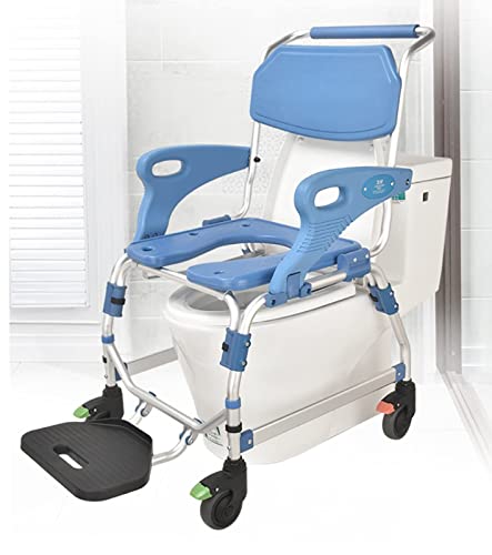 Silla móvil para asiento de inodoro, silla de baño para inodoro con ruedas, pedal plegable, construido en el inodoro, usuario discapacitado, ayuda para el baño para personas discapacitadas, ancianas