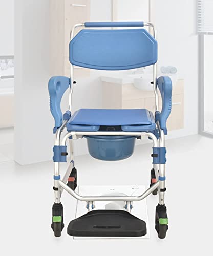 Silla móvil para asiento de inodoro, silla de baño para inodoro con ruedas, pedal plegable, construido en el inodoro, usuario discapacitado, ayuda para el baño para personas discapacitadas, ancianas