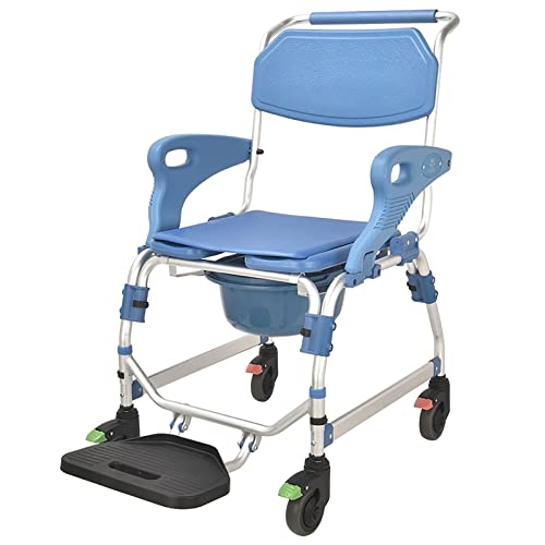 Silla móvil para asiento de inodoro, silla de baño para inodoro con ruedas, pedal plegable, construido en el inodoro, usuario discapacitado, ayuda para el baño para personas discapacitadas, ancianas