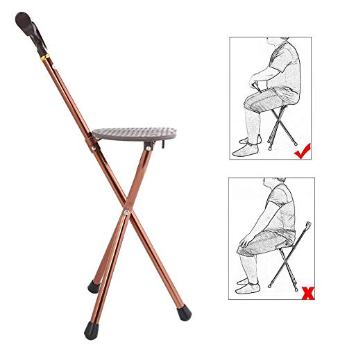 Silla para Bastones, Silla Plegable portátil de Metal Silla para Bastones para Caminar Asiento del Taburete Silla de bastón de Viaje para Pescar en el jardín Taburete para Eventos de Camping