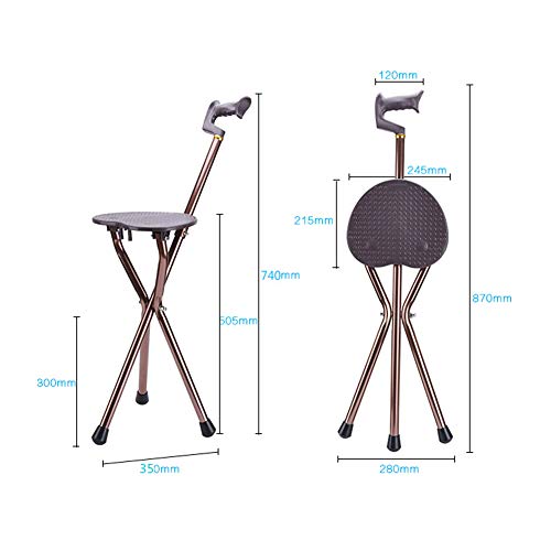 Silla para Bastones, Silla Plegable portátil de Metal Silla para Bastones para Caminar Asiento del Taburete Silla de bastón de Viaje para Pescar en el jardín Taburete para Eventos de Camping