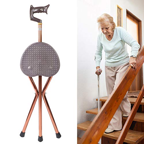 Silla para Bastones, Silla Plegable portátil de Metal Silla para Bastones para Caminar Asiento del Taburete Silla de bastón de Viaje para Pescar en el jardín Taburete para Eventos de Camping