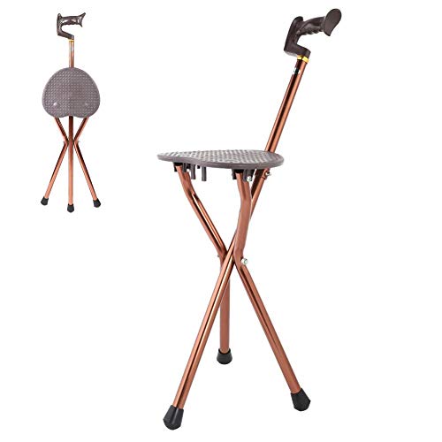 Silla para Bastones, Silla Plegable portátil de Metal Silla para Bastones para Caminar Asiento del Taburete Silla de bastón de Viaje para Pescar en el jardín Taburete para Eventos de Camping