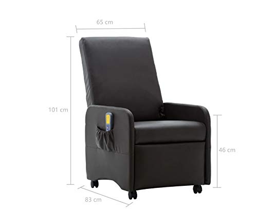 Sillón Relax Electrico, Sillón de Masaje Reclinable de Cuero Sintético con Ruedas, 3 Niveles de Intensidad, 5 Modos Diferentes, Masaje de 8 Puntos y Calor Lumbar