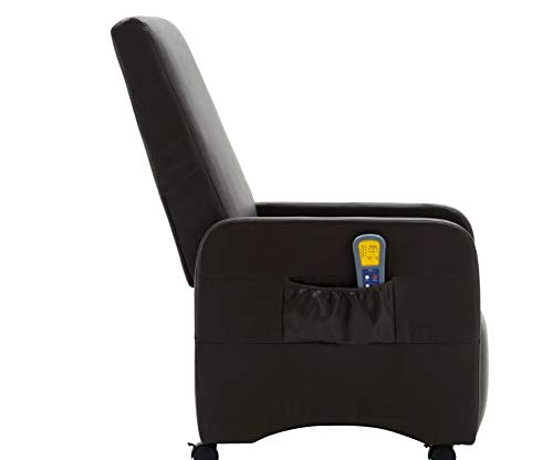 Sillón Relax Electrico, Sillón de Masaje Reclinable de Cuero Sintético con Ruedas, 3 Niveles de Intensidad, 5 Modos Diferentes, Masaje de 8 Puntos y Calor Lumbar