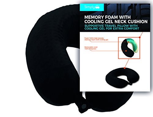 Simply BGNC01 Espuma viscoelástica con cojín de Gel de refrigeración, Reduce la presión en el Cuello, Uso en sillas de Ruedas de Coche, hogar, Viajes, Ver televisión o Leer