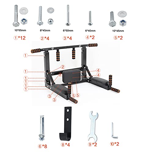 Sinbide Fitness Barra de Dominadas Aprobada por Gimnasios Barra de dominadas para Pared Wall Pull Up Bar Barra de Tracción Entrenamiento y Resistencia Training Multifuncional Workout Bar