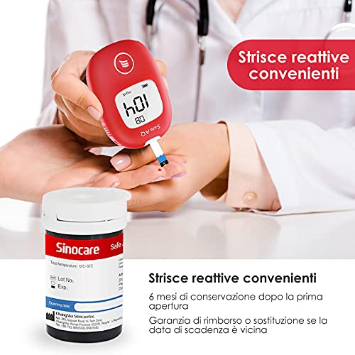 Sinocare Tiras Glucosa Medidor de Glucosa en Sangre Tiras de Prueba, 50 x Tiras Reactivas sin Código, para Safe AQ Smart/Voice