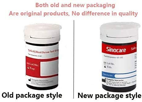 Sinocare Tiras Glucosa Medidor de Glucosa en Sangre Tiras de Prueba, 50 x Tiras Reactivas sin Código, para Safe AQ Smart/Voice