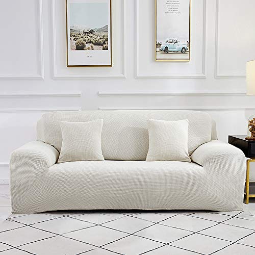 Sinoeem Fundas de Sofá de 1 2 3 4 Plazas (Gratis 2 Fundas de Almohada) Fundas de Sofa Antideslizante Cubierta Forros para Sofas Anti Arañazos Ajustable Protector para Sofá (Beige, 4 Plazas)