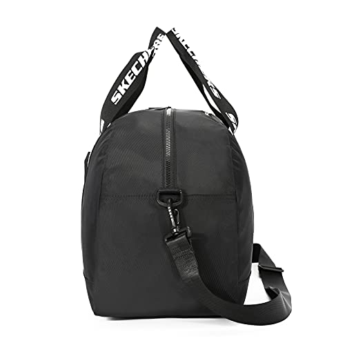 Skechers Bolsa de Viaje, 29L Bolsa de Deporte de Gimnasio Viajar Vacaciones con Bandolera Bolsa de Fin de Semana Impermeable Ligera Ideal para Jóvenes y Adultos, Negra