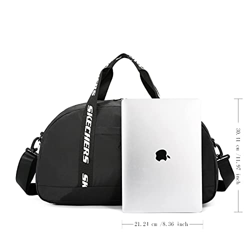 Skechers Bolsa de Viaje, 29L Bolsa de Deporte de Gimnasio Viajar Vacaciones con Bandolera Bolsa de Fin de Semana Impermeable Ligera Ideal para Jóvenes y Adultos, Negra