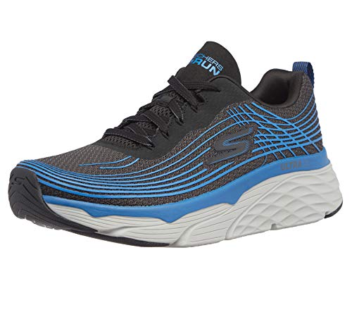 Skechers MAX Cushioning Elite, Zapatillas Hombre, Negro Textil Negro Azul Sintético Borde Bkbl, 43 EU