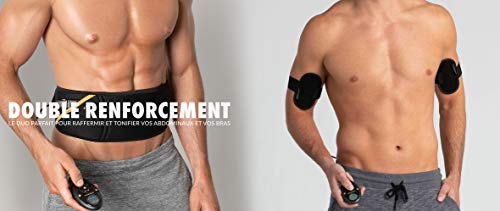 Slendertone Pack Cinturón Abs7 y brazaletes tonificantes para Hombre Electroestimulacion, Unisex-Adult, Negro, 69-119cm, 27-47cm