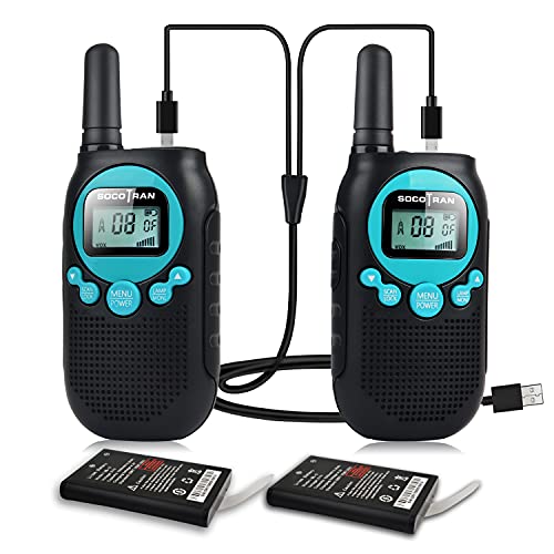 SOCOTRAN Walkie Talkies Los Mejores Regalos de cumpleaños para niños de Largo Alcance Radio de 2 vías Recargable PMR446 Niños Walkie Talkie Licencia Gratuita Radio Amateur Juguetes al Aire Libre